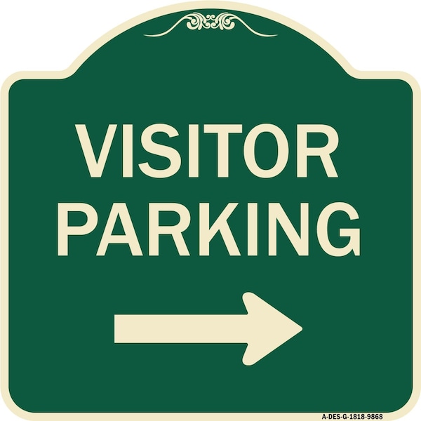 Designer Series-Visitor-parking Right, Green Heavy-Gauge Aluminum, 18" x 18", G-1818-9868